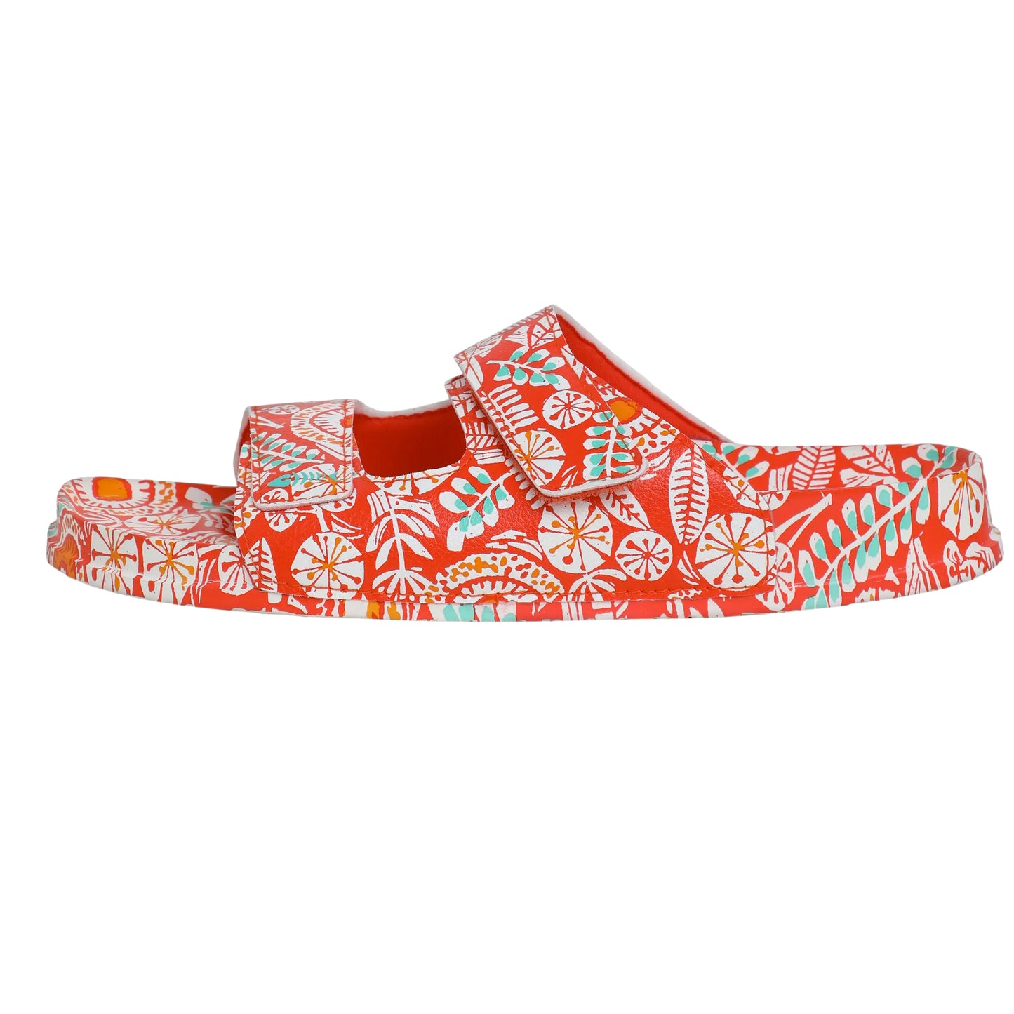 Tango Red - Back - Weird Fish Womens-Ladies Appledore Printed Pool Sliders