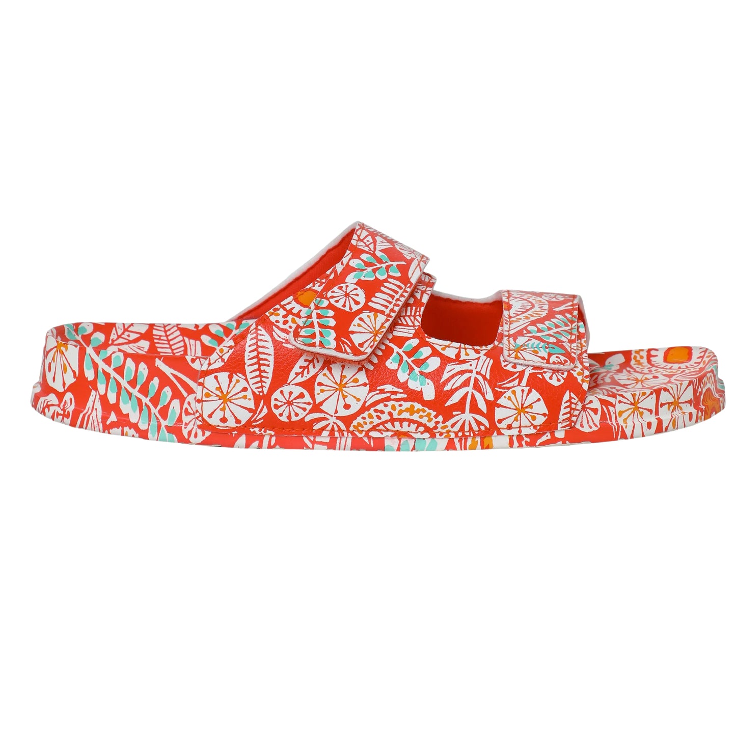 Tango Red - Side - Weird Fish Womens-Ladies Appledore Printed Pool Sliders