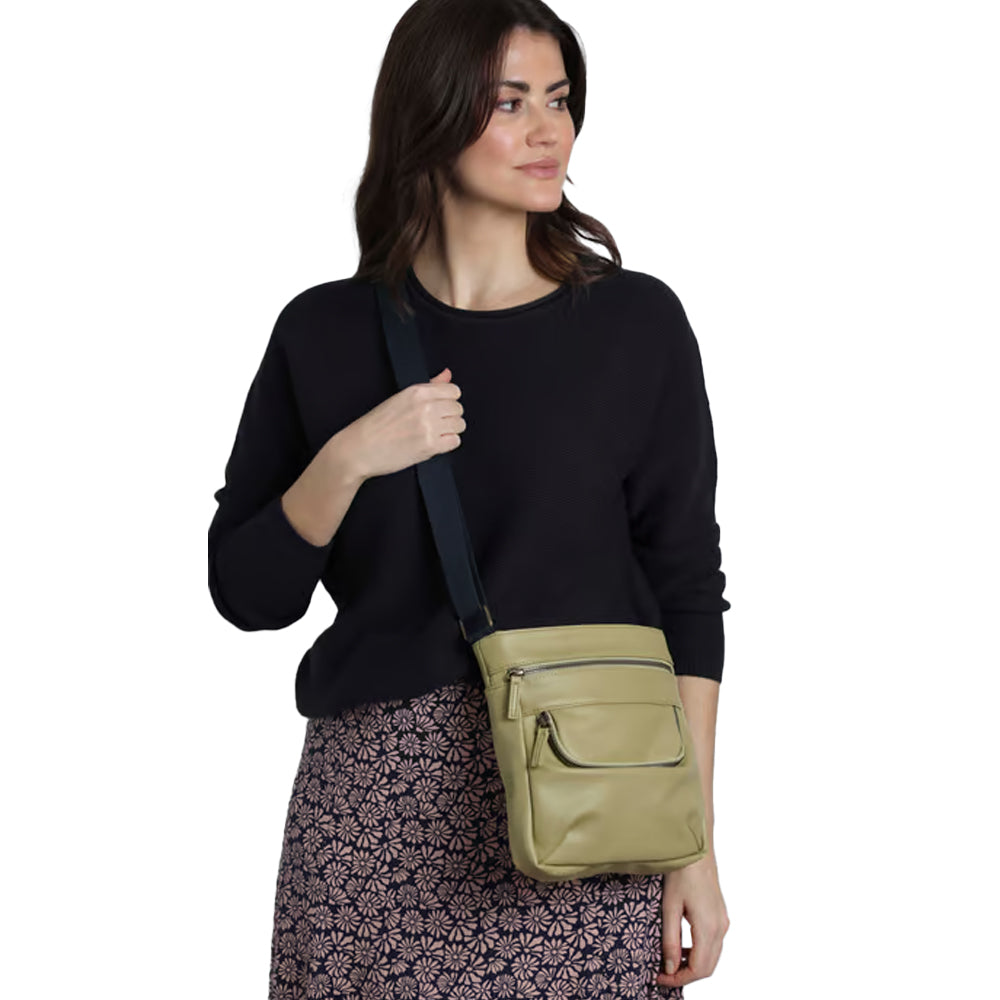 Lime - Pack Shot - Weird Fish Tilford Faux Leather Crossbody Bag