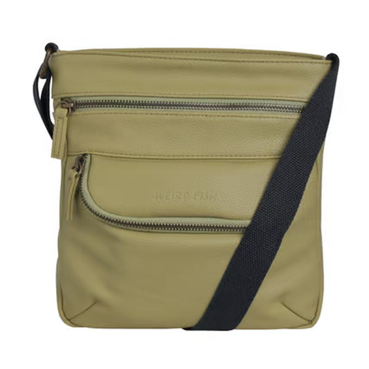 Lime - Front - Weird Fish Tilford Faux Leather Crossbody Bag