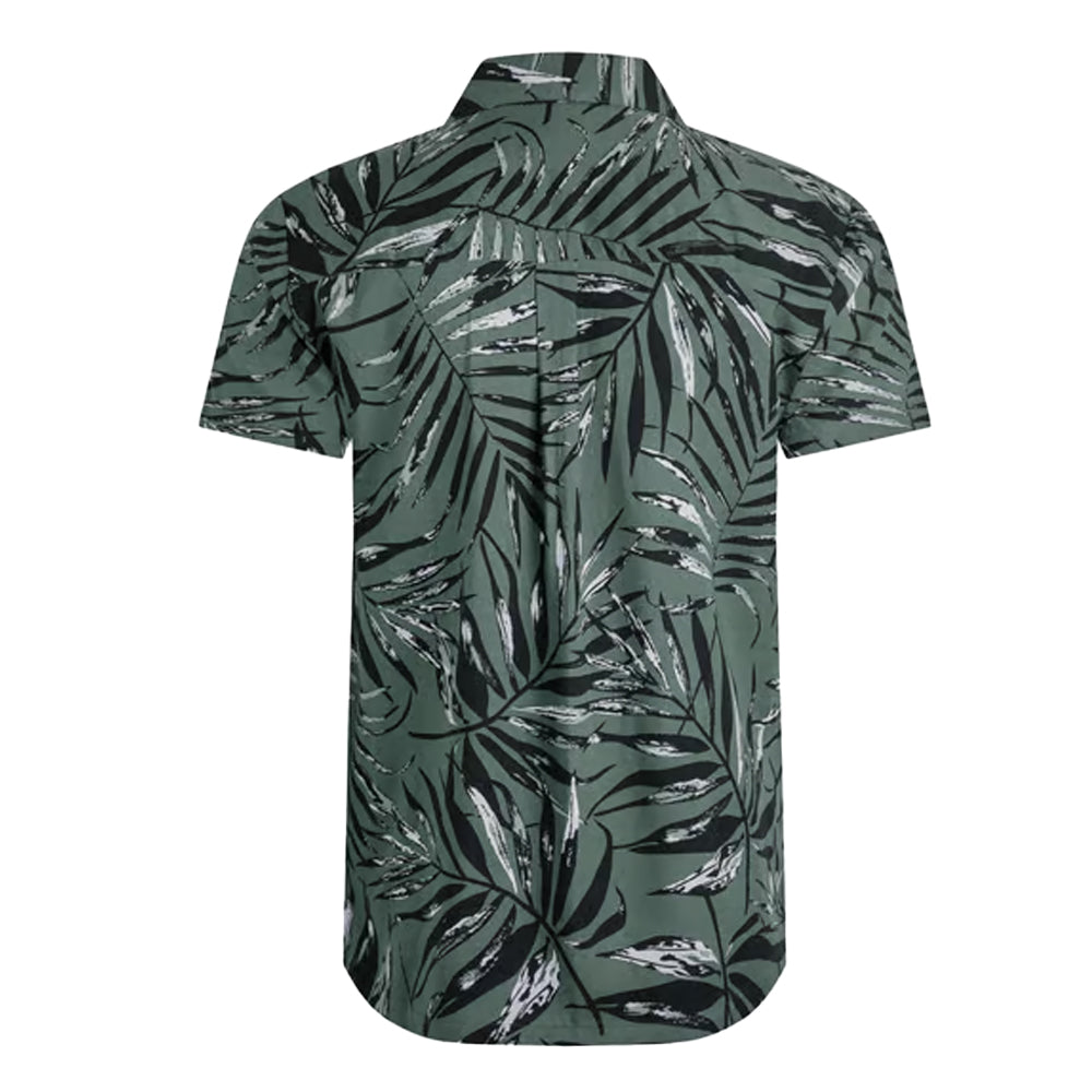Army Green - Back - Weird Fish Mens Holborn Hawaiian Eco Viscose Shirt