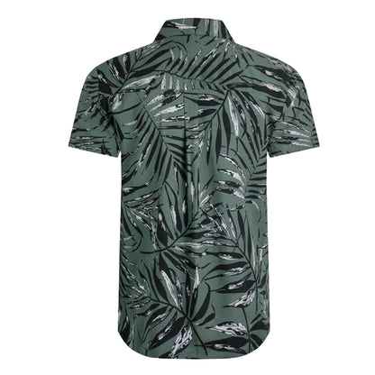 Army Green - Back - Weird Fish Mens Holborn Hawaiian Eco Viscose Shirt