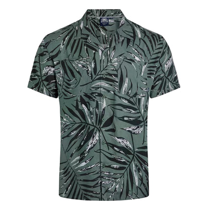 Army Green - Front - Weird Fish Mens Holborn Hawaiian Eco Viscose Shirt