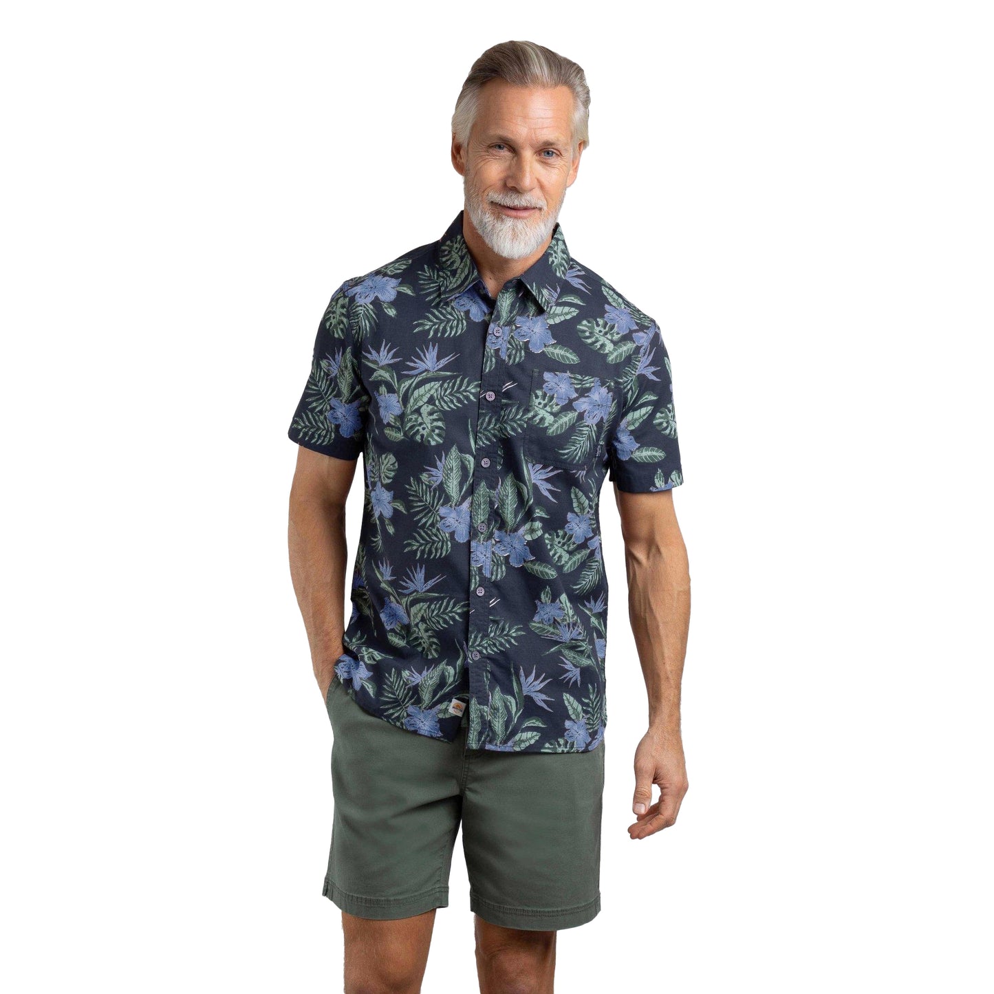 Navy - Lifestyle - Weird Fish Mens Faraway Leafy Floral Organic Cotton Shirt