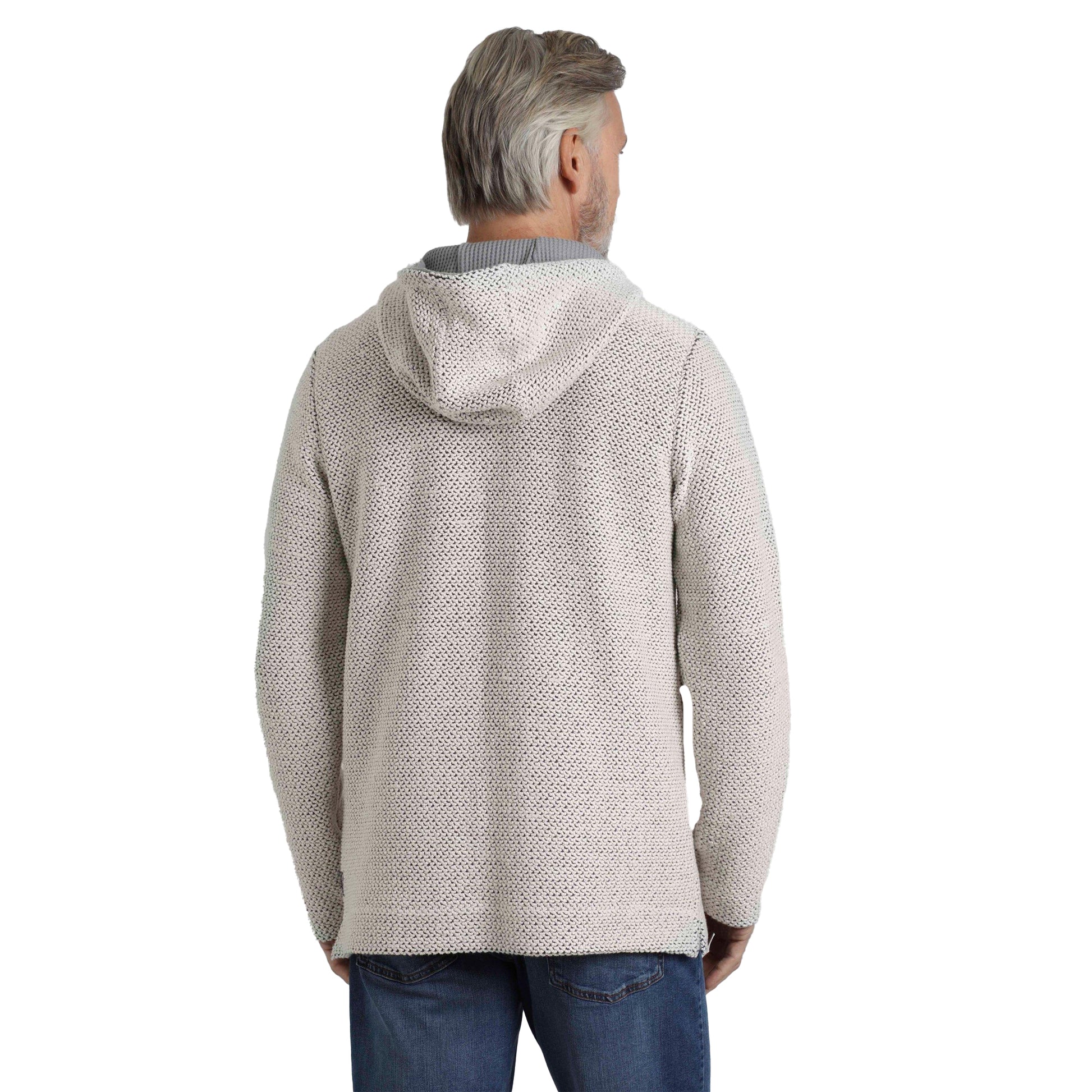 Ecru - Back - Weird Fish Mens Bakersfield Macaroni Button Neck Hoodie