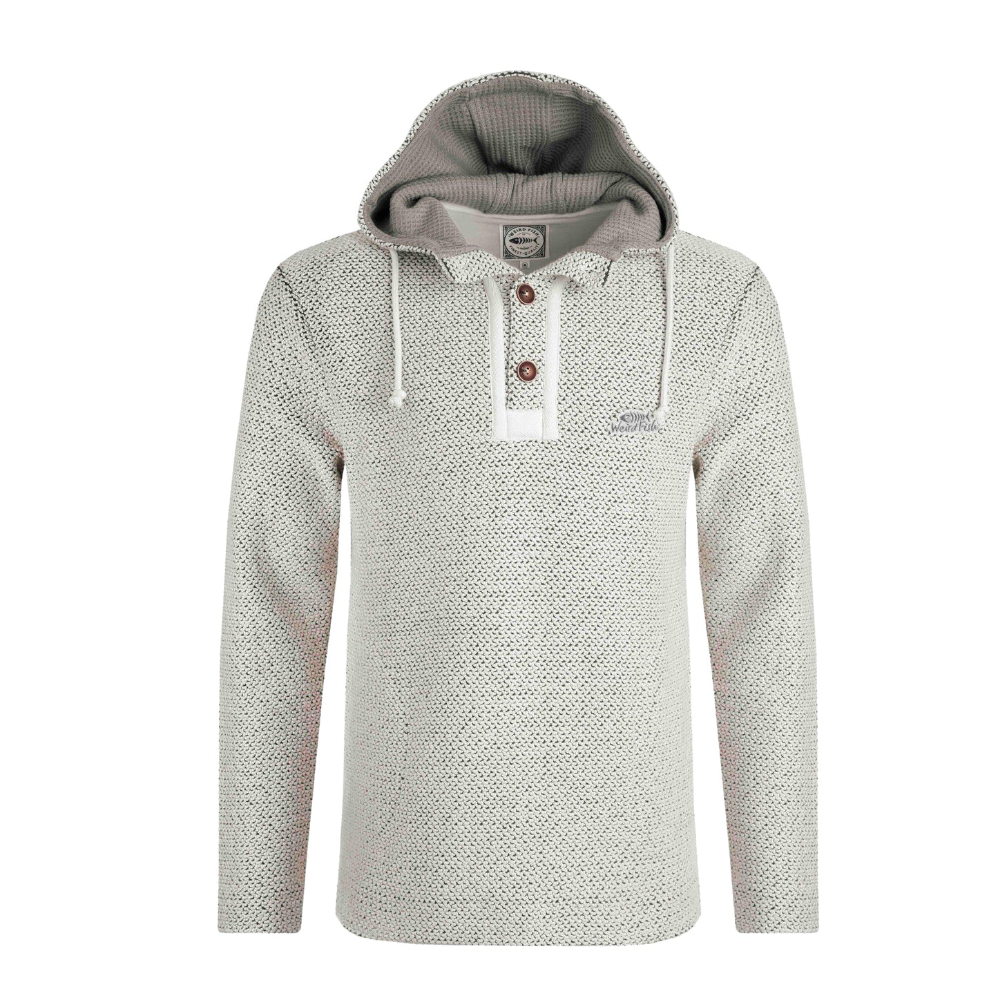 Ecru - Front - Weird Fish Mens Bakersfield Macaroni Button Neck Hoodie