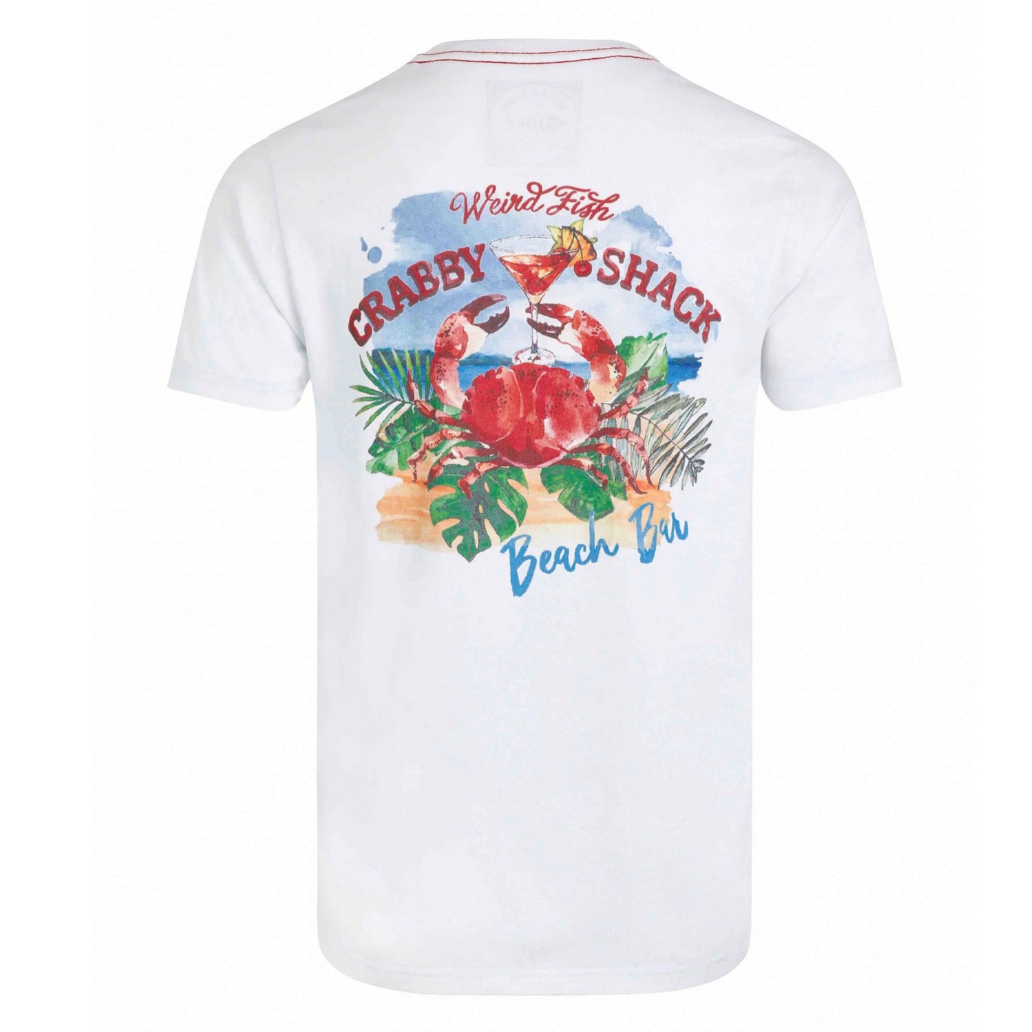 White - Back - Weird Fish Mens Crabby Shack Back Print T-Shirt