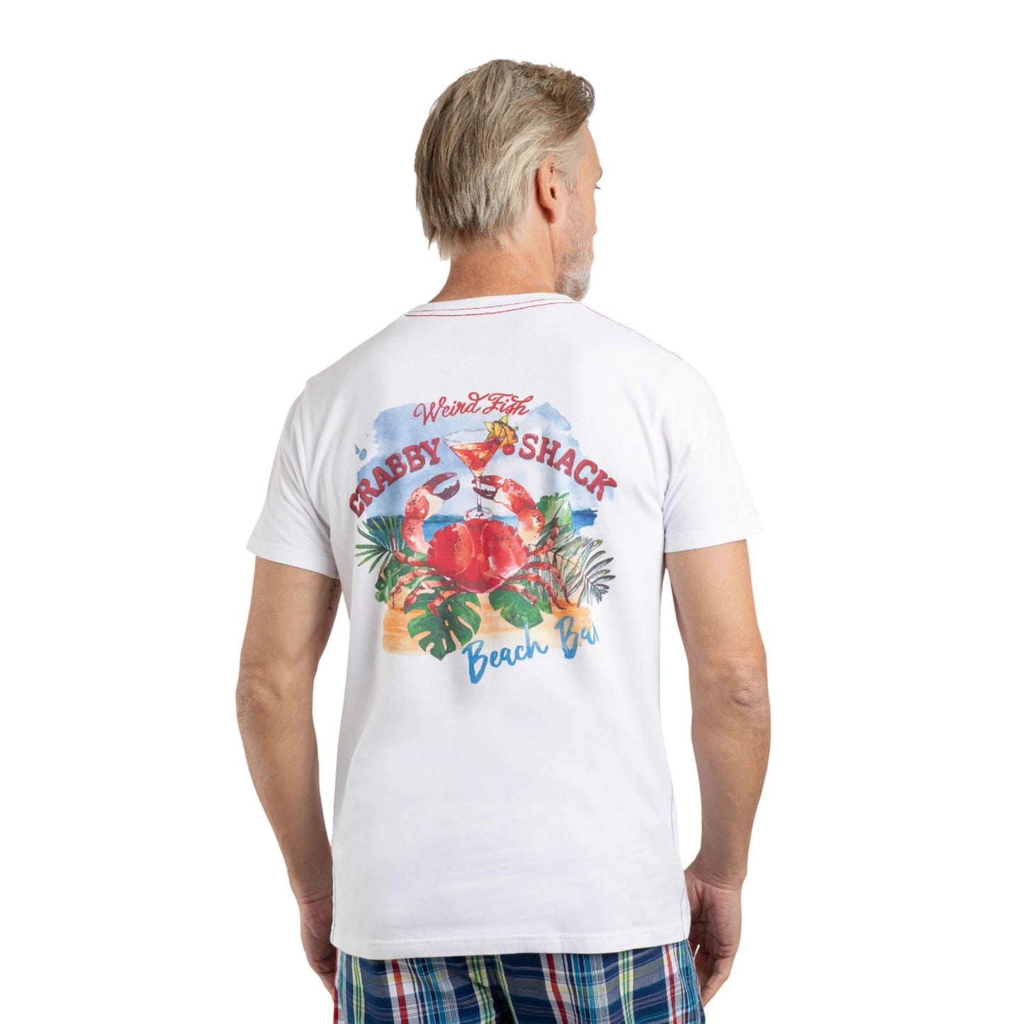 White - Close up - Weird Fish Mens Crabby Shack Back Print T-Shirt