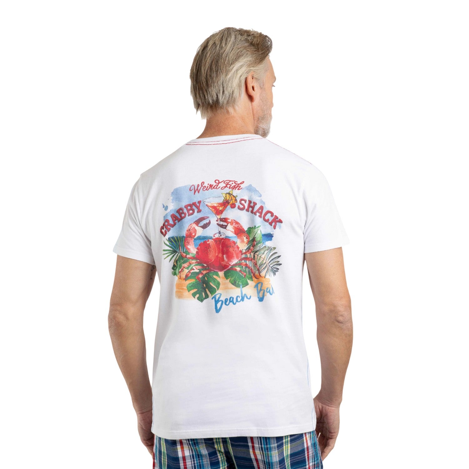 White - Close up - Weird Fish Mens Crabby Shack Back Print T-Shirt