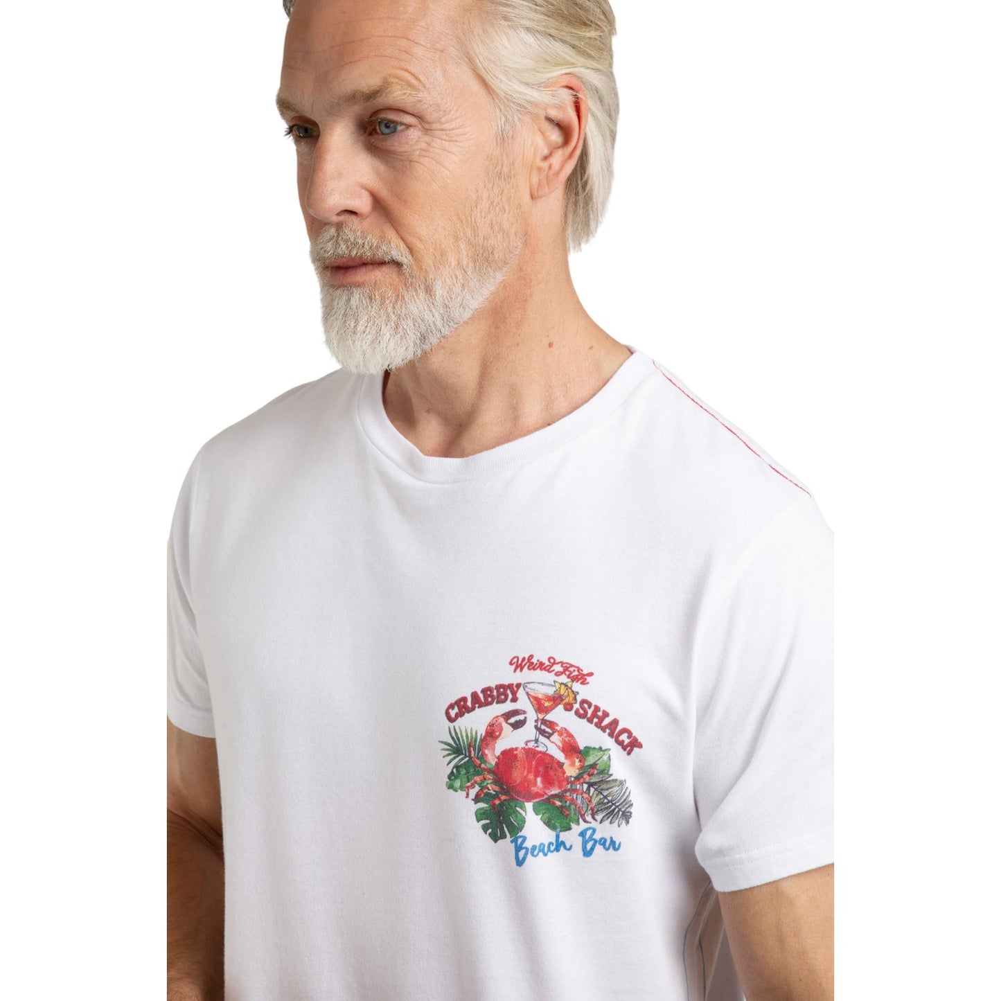 White - Side - Weird Fish Mens Crabby Shack Back Print T-Shirt