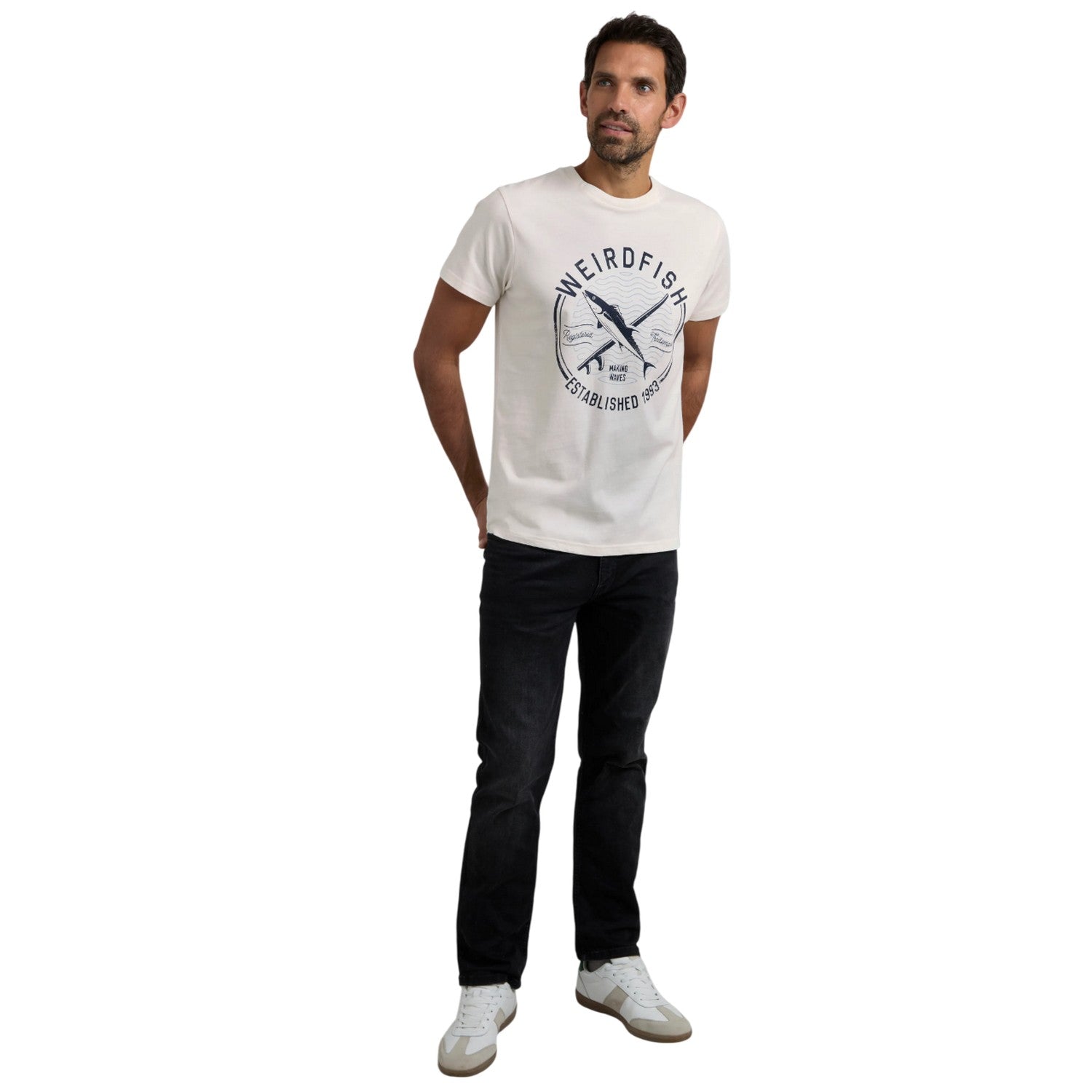 White - Close up - Weird Fish Mens Hudson Printed Branded T-Shirt