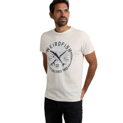 White - Lifestyle - Weird Fish Mens Hudson Printed Branded T-Shirt