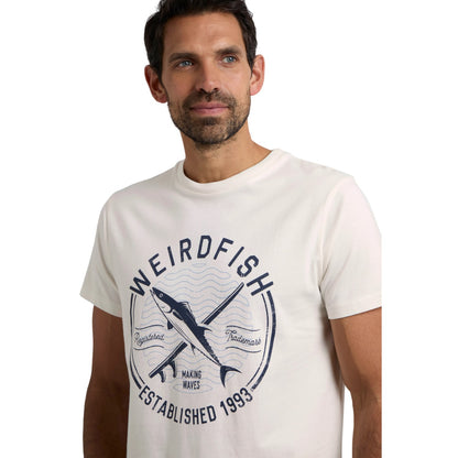 White - Side - Weird Fish Mens Hudson Printed Branded T-Shirt