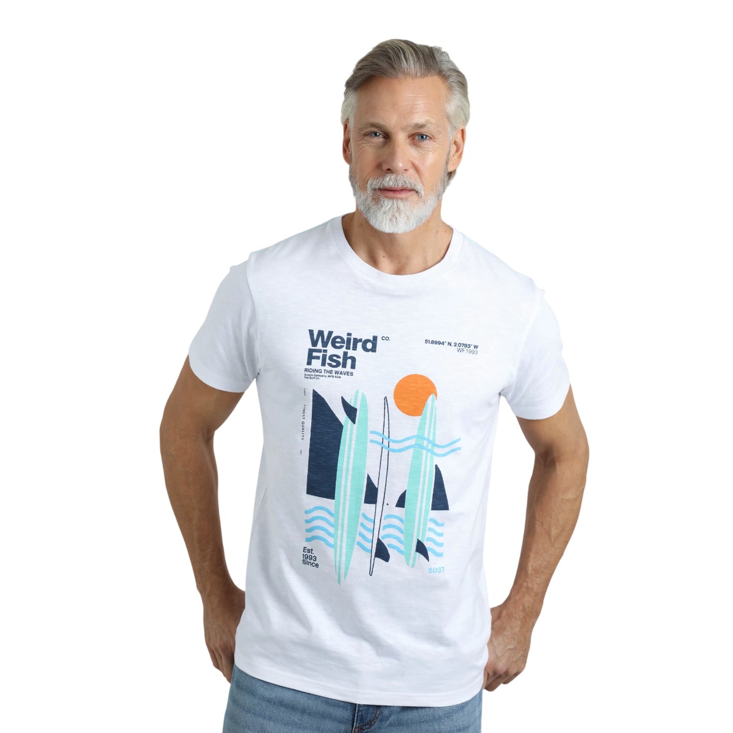 White - Lifestyle - Weird Fish Mens Coordinates Graphic T-Shirt