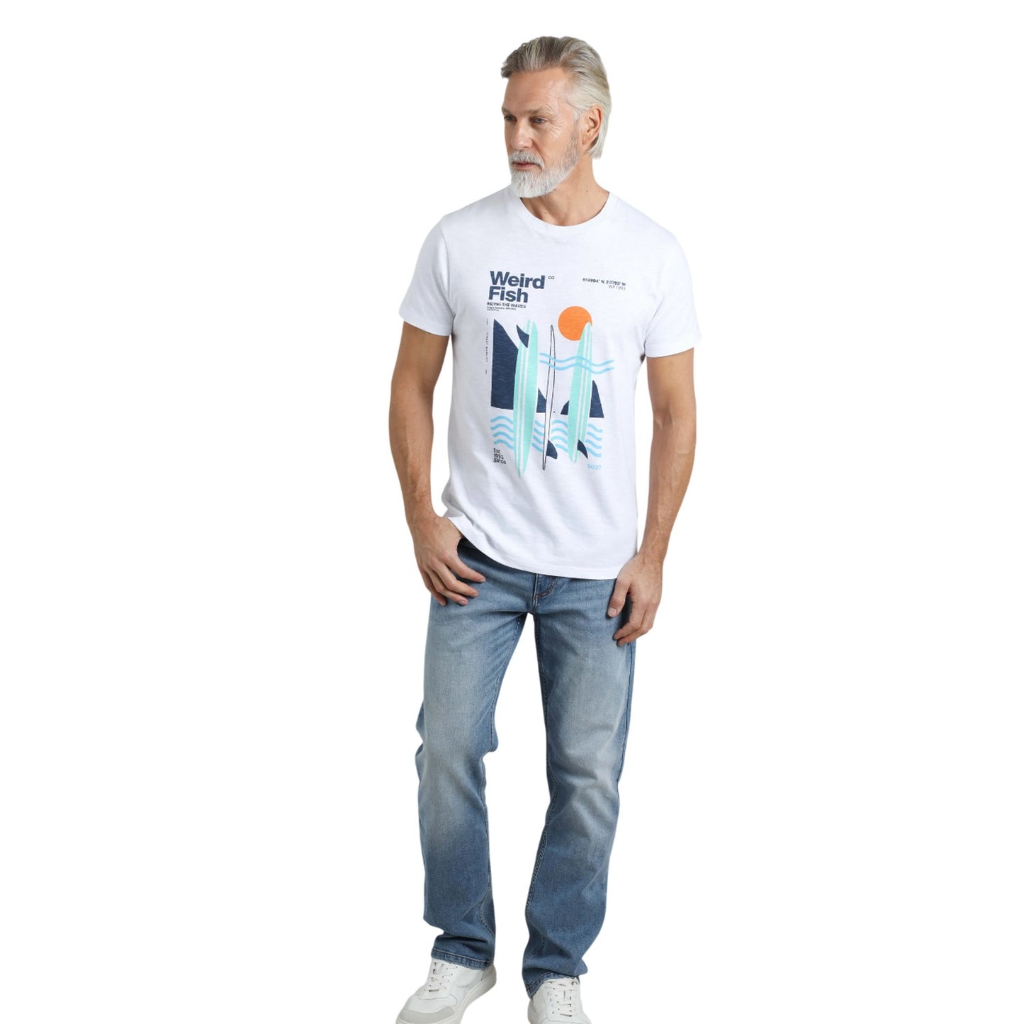 White - Close up - Weird Fish Mens Coordinates Graphic T-Shirt