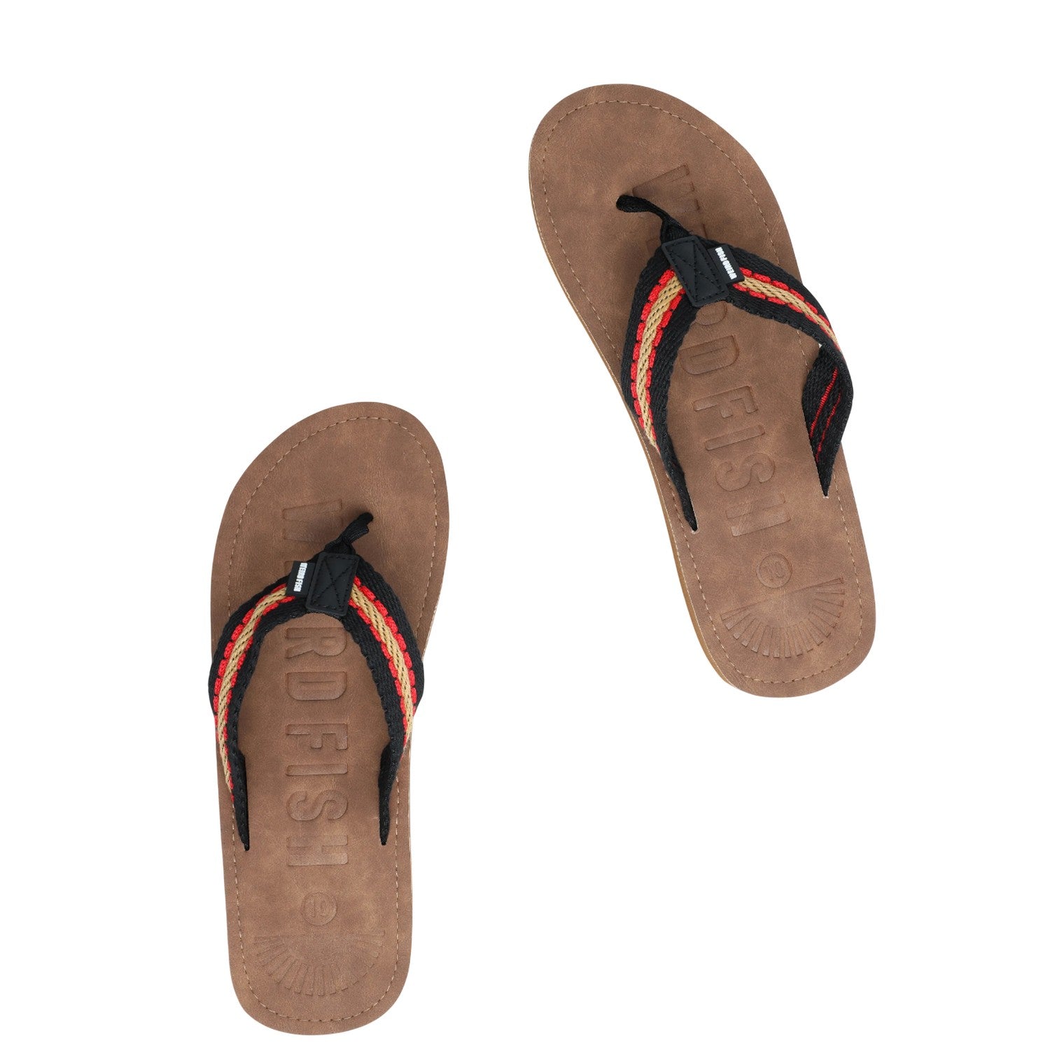 Caramel - Side - Weird Fish Mens Malham Faux Leather Flip Flops