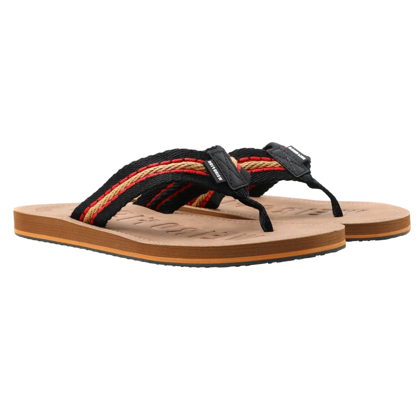 Caramel - Front - Weird Fish Mens Malham Faux Leather Flip Flops