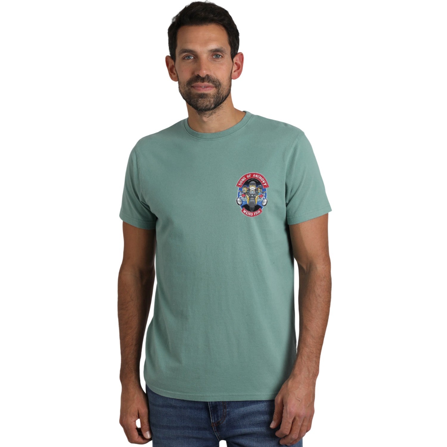 Mineral Blue - Lifestyle - Weird Fish Mens Sons Of Anchovy Back Print T-Shirt