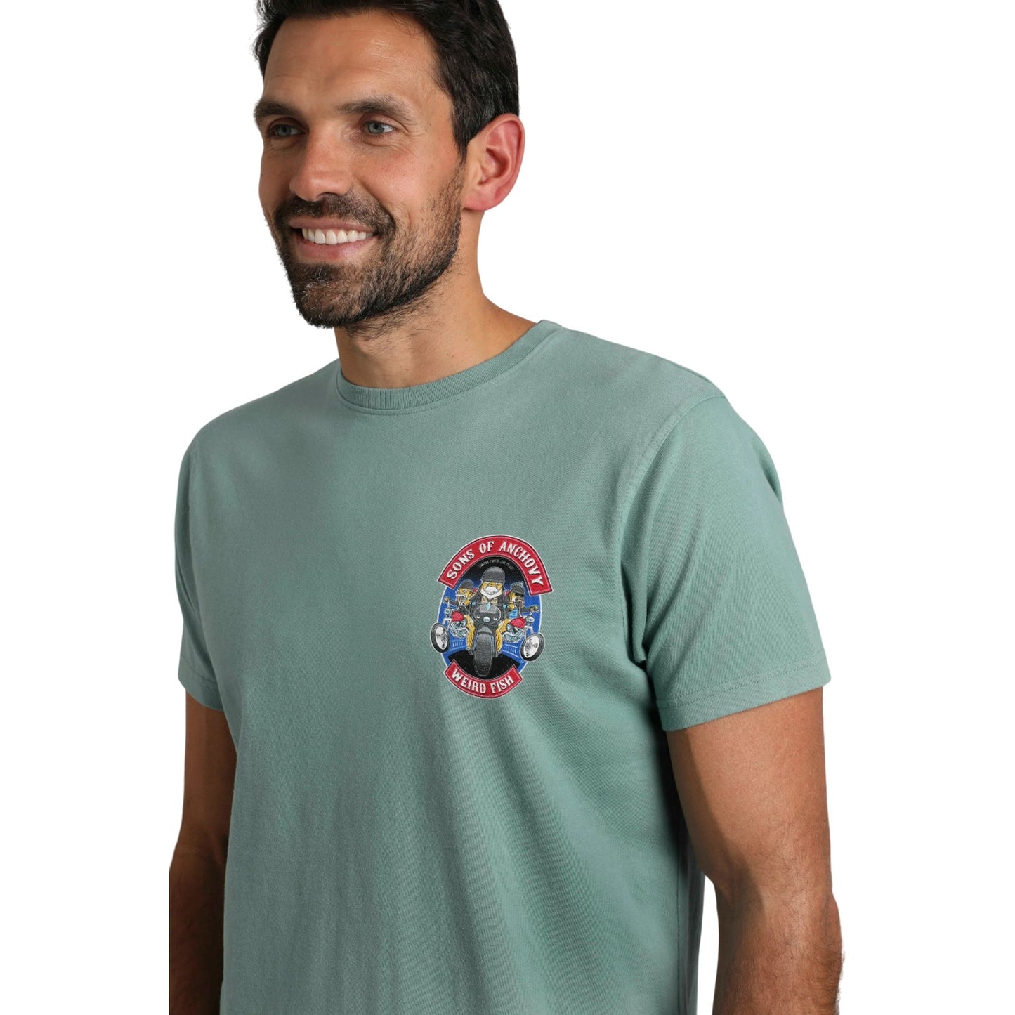 Mineral Blue - Side - Weird Fish Mens Sons Of Anchovy Back Print T-Shirt