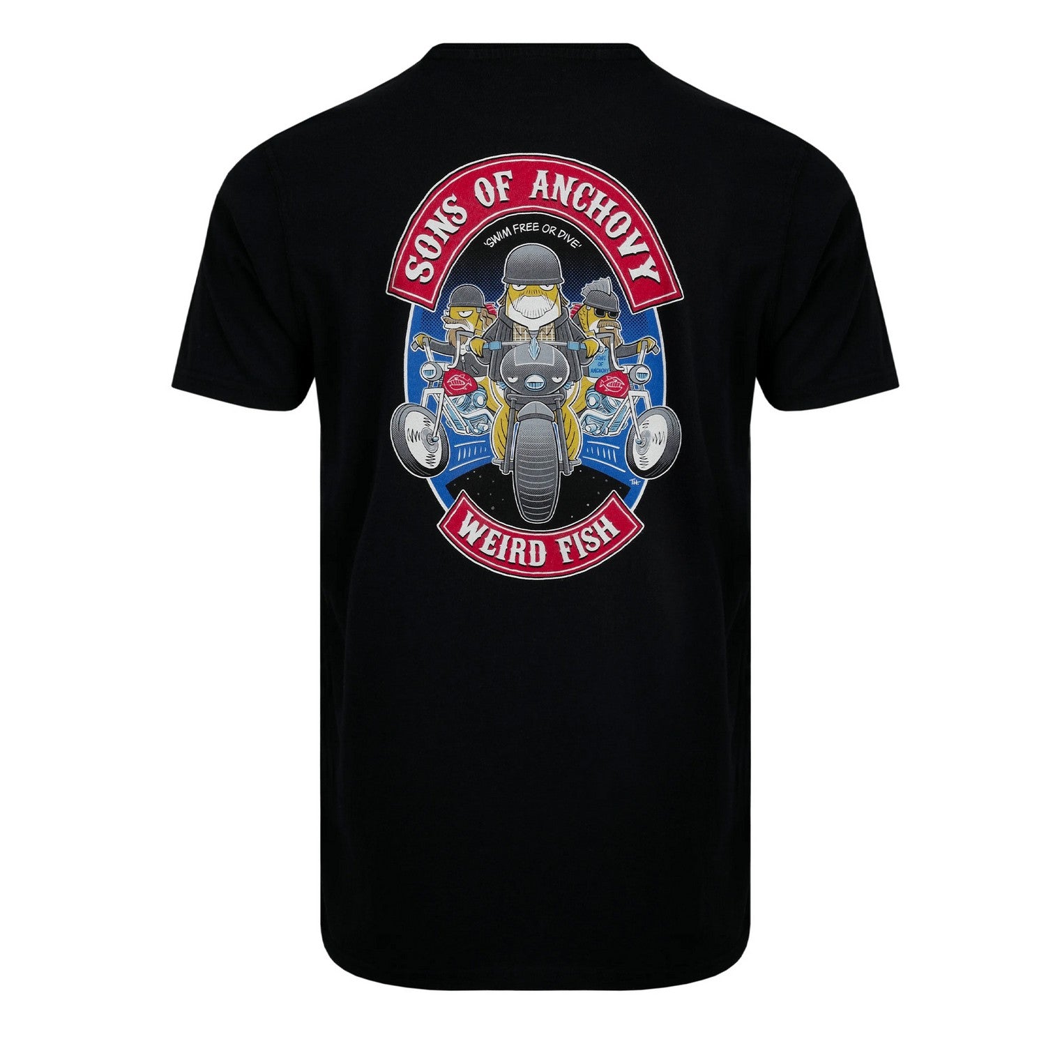 Black - Back - Weird Fish Mens Sons Of Anchovy Back Print T-Shirt