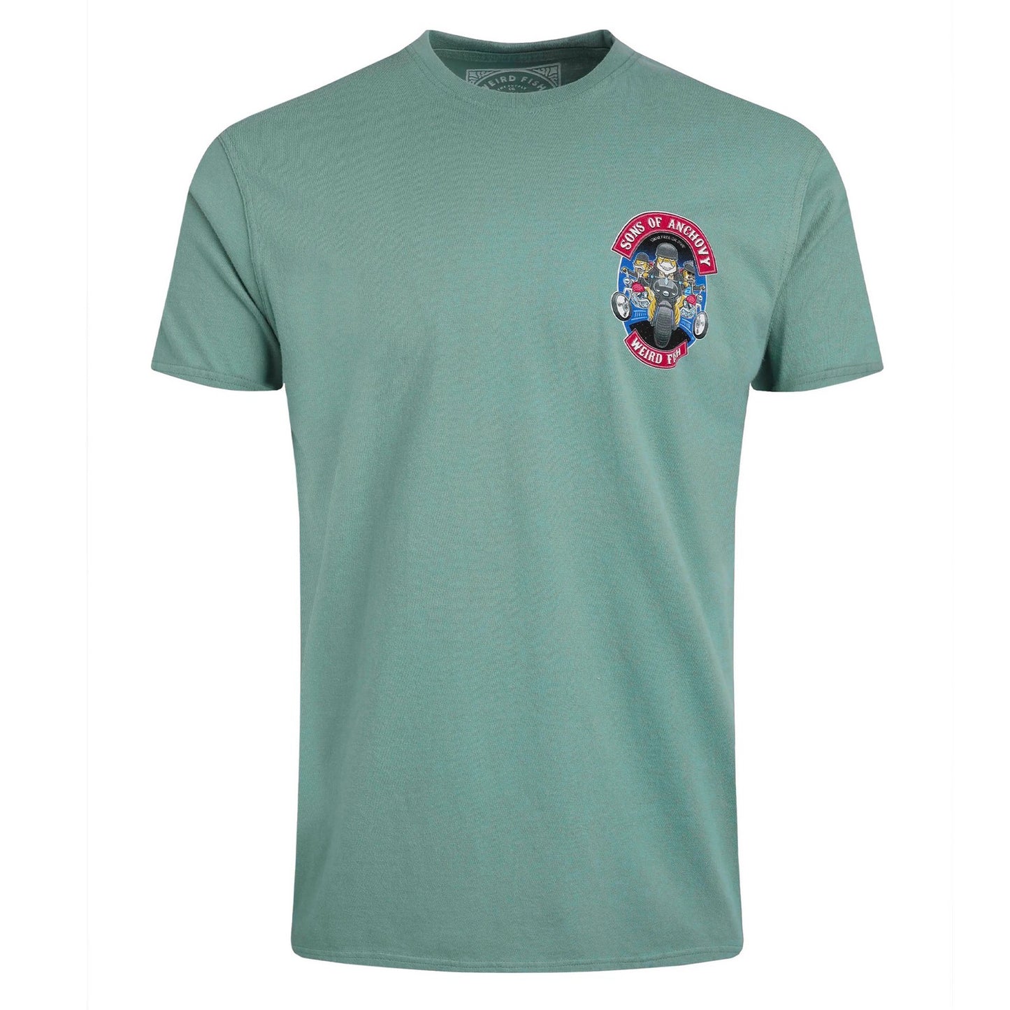 Mineral Blue - Front - Weird Fish Mens Sons Of Anchovy Back Print T-Shirt