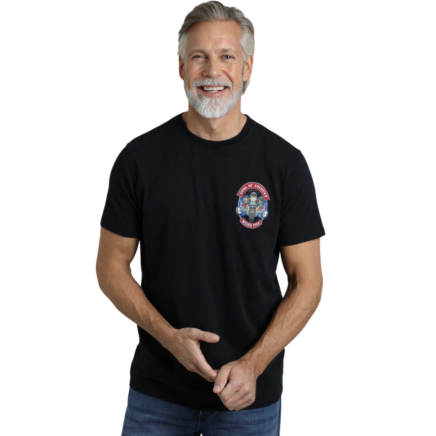 Black - Lifestyle - Weird Fish Mens Sons Of Anchovy Back Print T-Shirt
