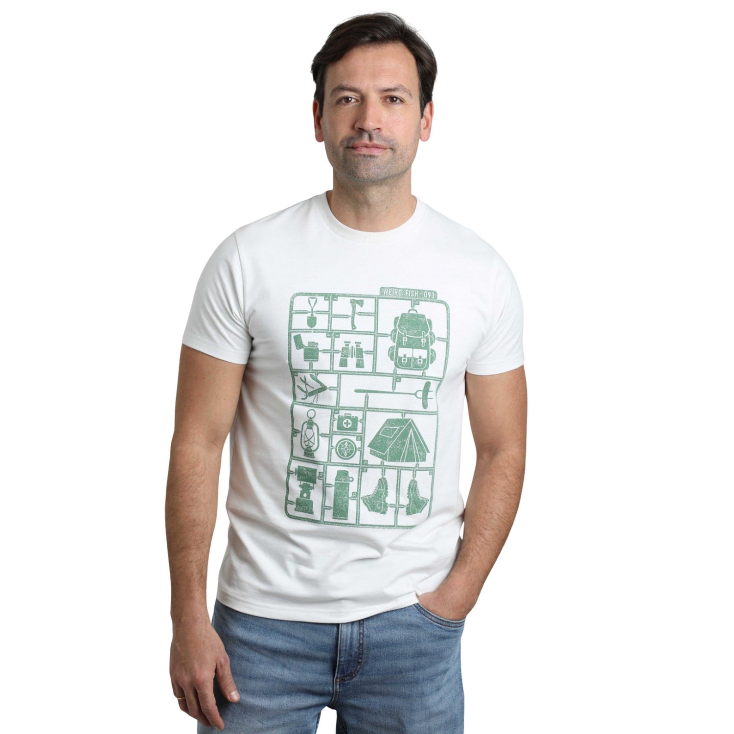 Dusty White - Side - Weird Fish Mens Camp Kit Graphic T-Shirt