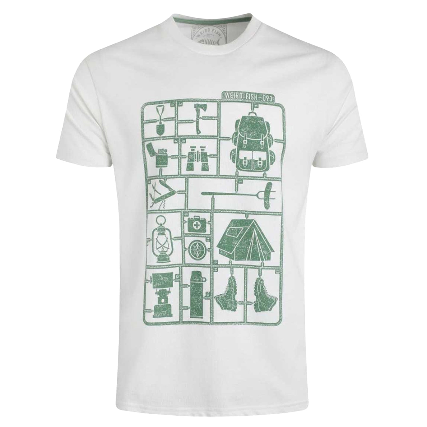 Dusty White - Front - Weird Fish Mens Camp Kit Graphic T-Shirt