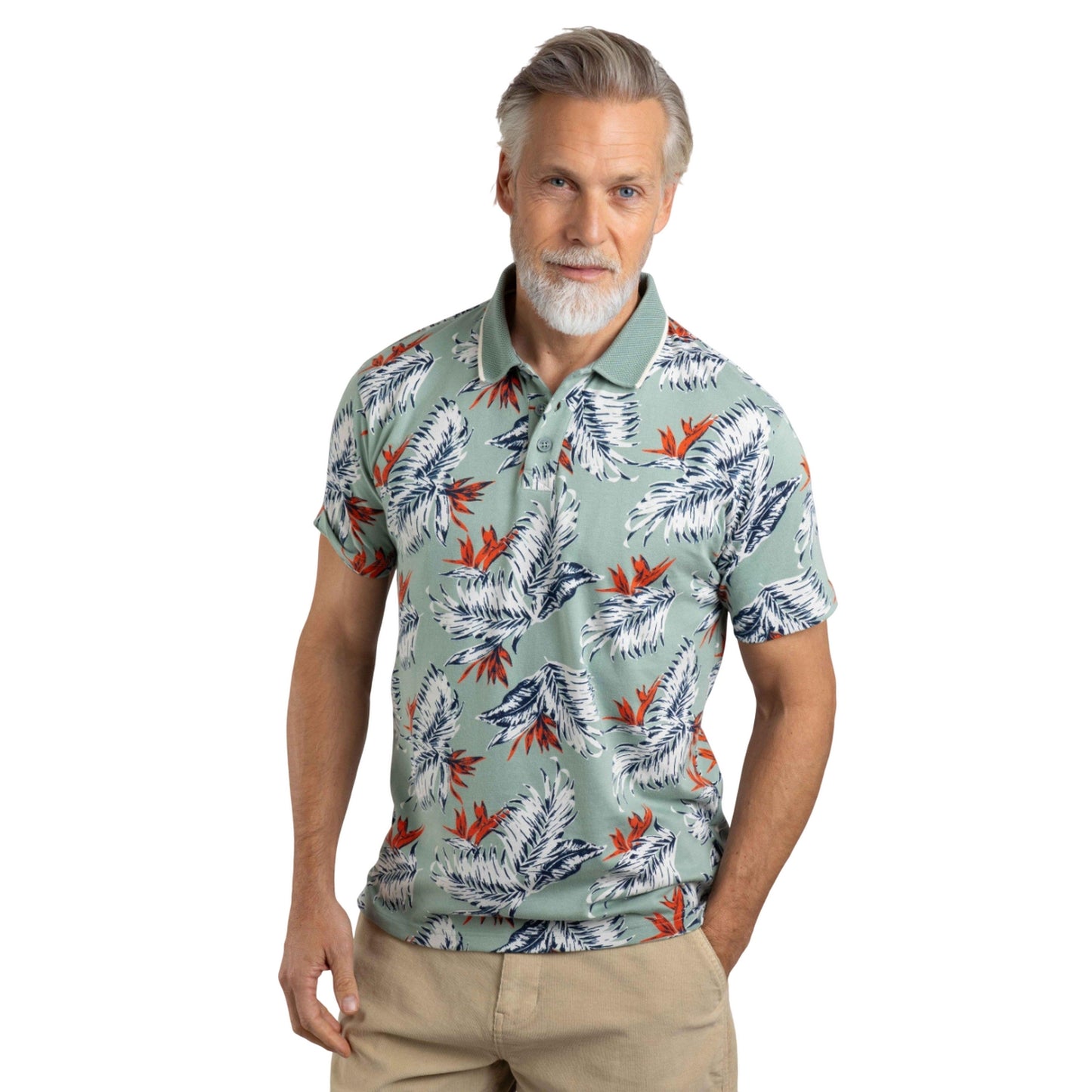 Mineral Blue - Side - Weird Fish Mens Sarat Printed Polo Shirt