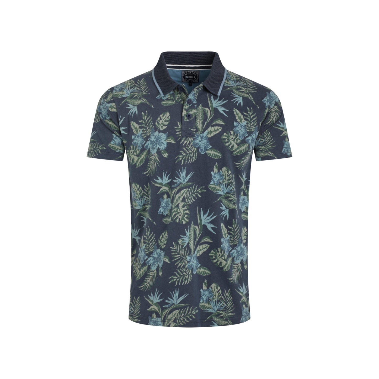 Navy - Front - Weird Fish Mens Sarat Printed Polo Shirt