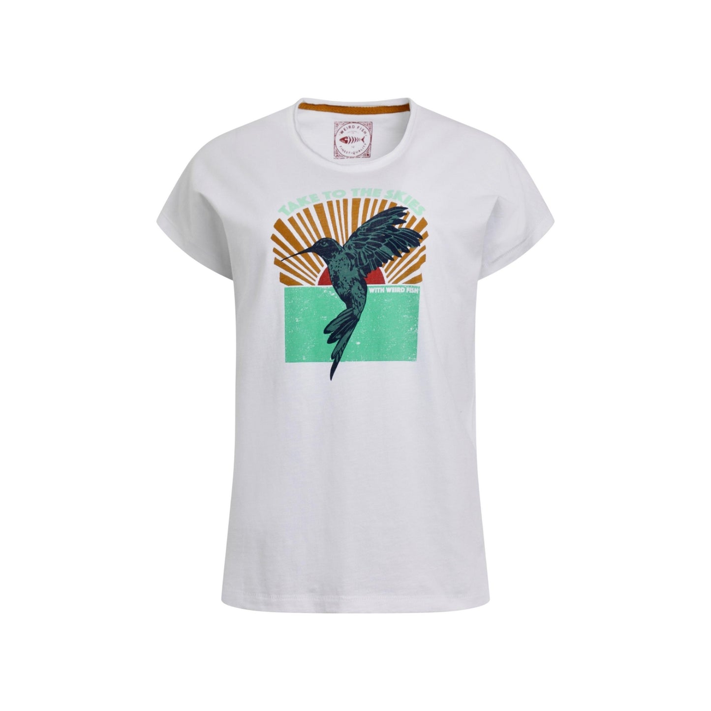 White - Front - Weird Fish Womens-Ladies Fly Free Graphic Slub T-Shirt