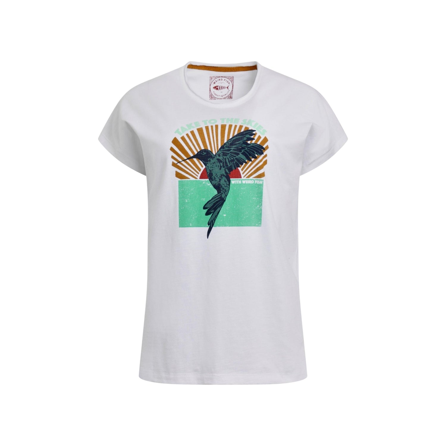 White - Front - Weird Fish Womens-Ladies Fly Free Graphic Slub T-Shirt