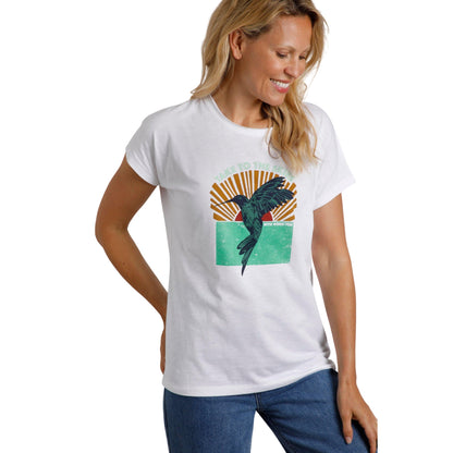 White - Side - Weird Fish Womens-Ladies Fly Free Graphic Slub T-Shirt