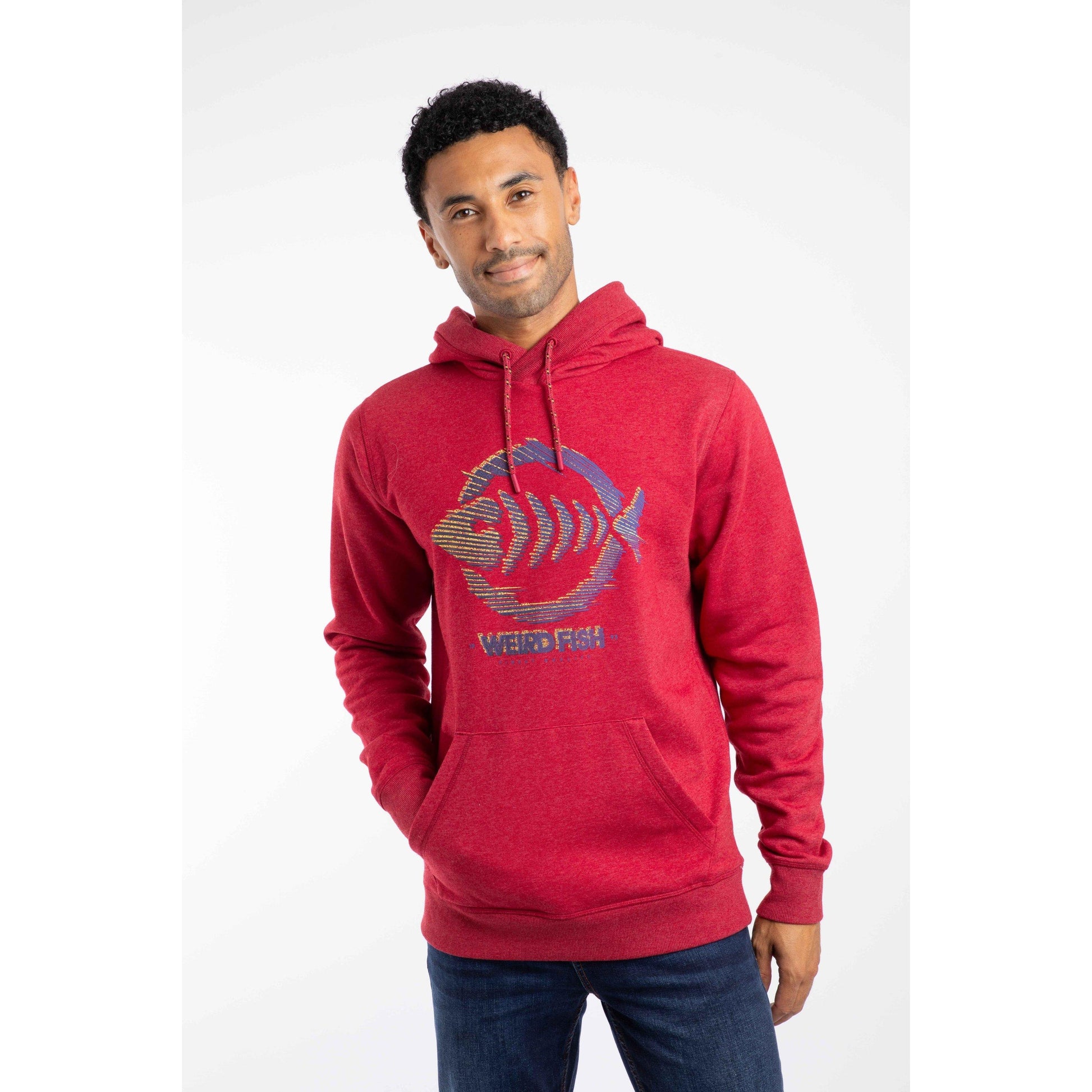 Garnet - Front - Weird Fish Mens Bryant Graphic Print Pull Over Hoodie