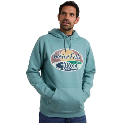 Mineral Blue - Side - Weird Fish Mens Bryant Graphic Print Pull Over Hoodie