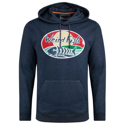 Navy - Front - Weird Fish Mens Bryant Graphic Print Pull Over Hoodie