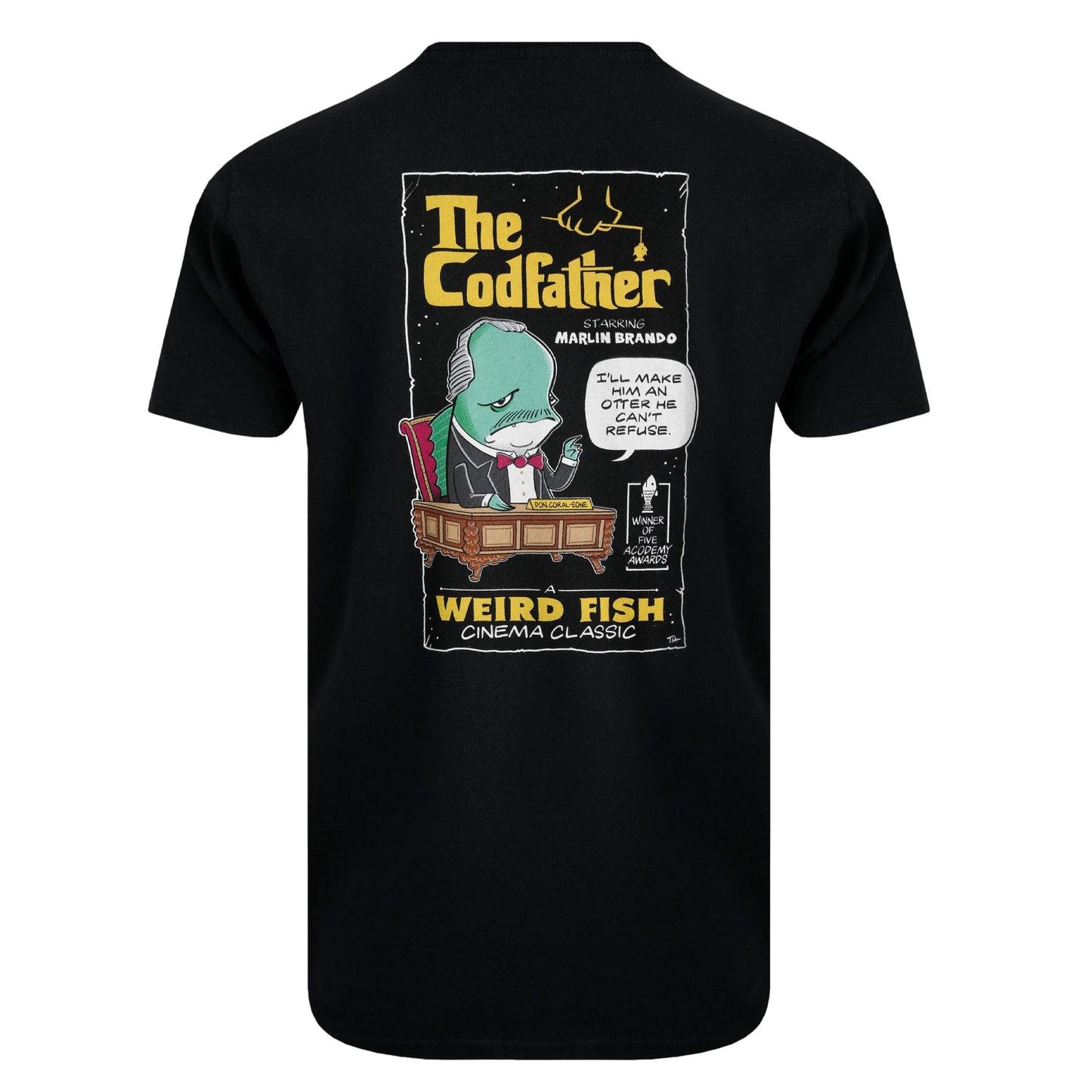 Black - Back - Weird Fish Mens Codfather Back Print T-Shirt