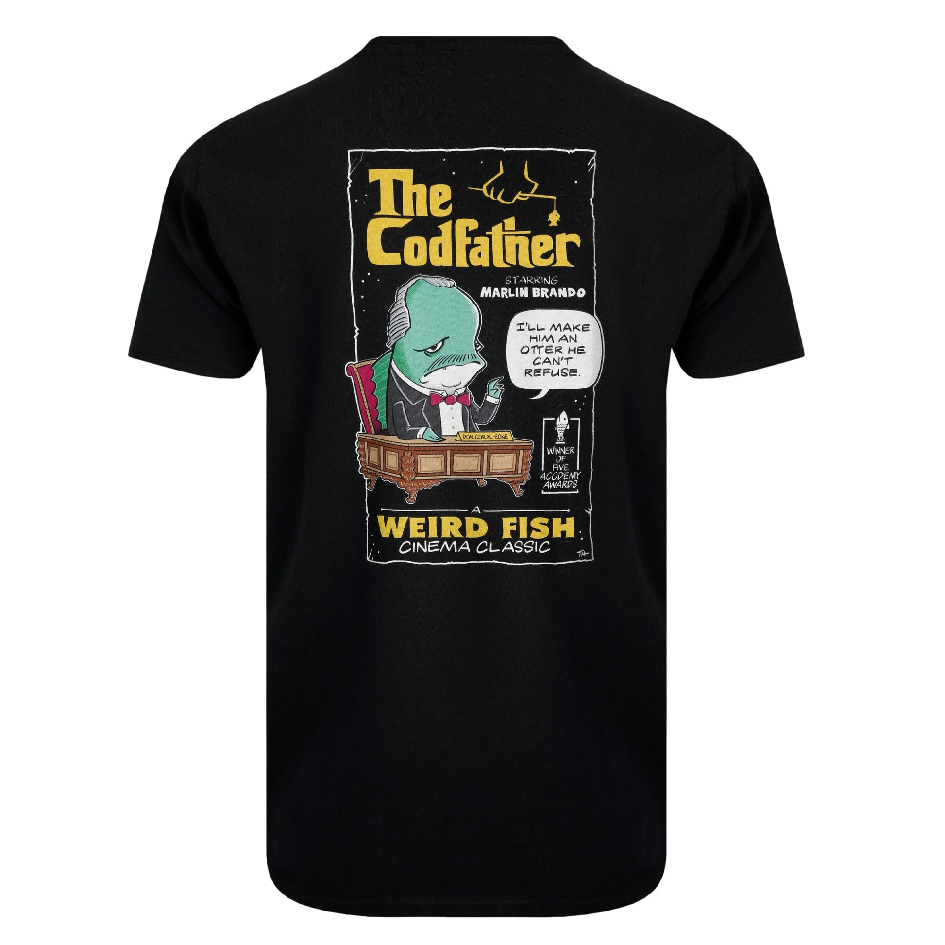 Black - Back - Weird Fish Mens Codfather Back Print T-Shirt