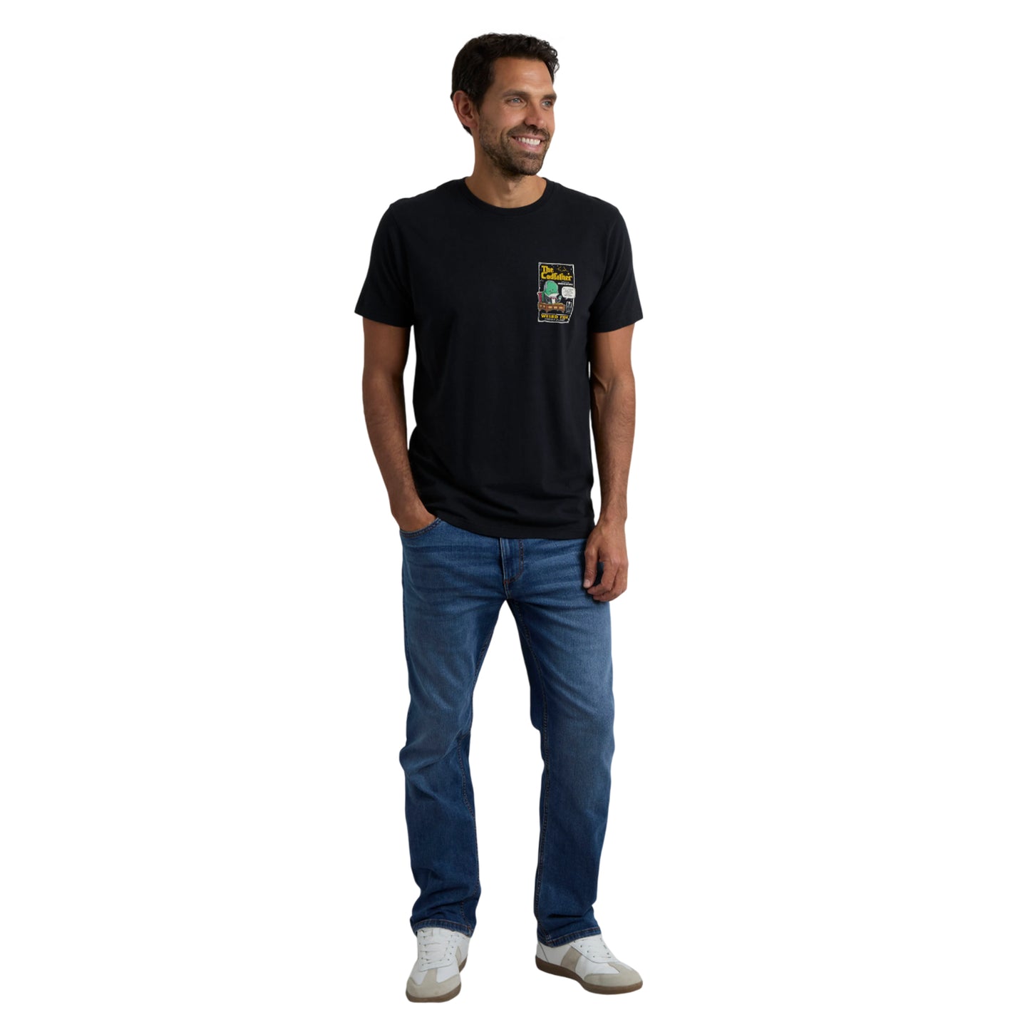 Black - Pack Shot - Weird Fish Mens Codfather Back Print T-Shirt