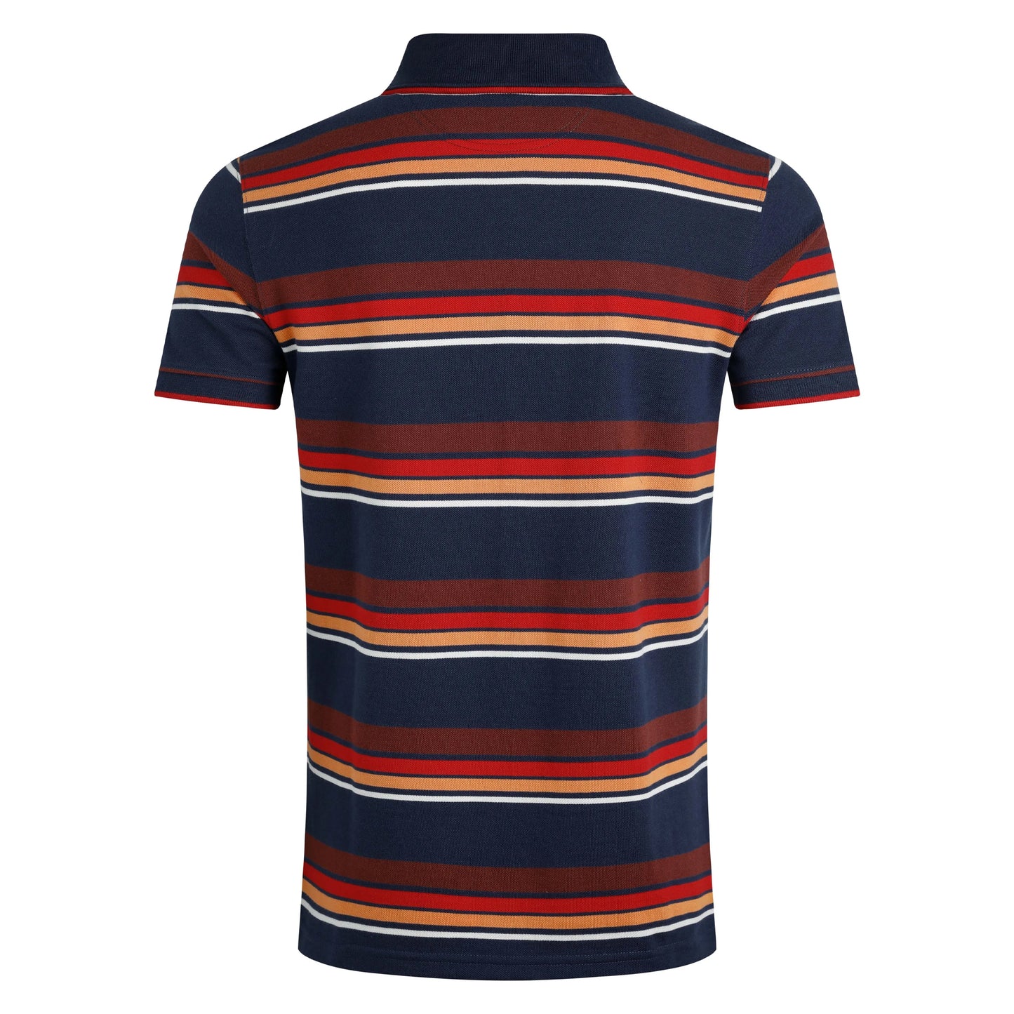 Dark Blue - Back - Weird Fish Mens Sunbury Stripe Organic Cotton Polo Shirt