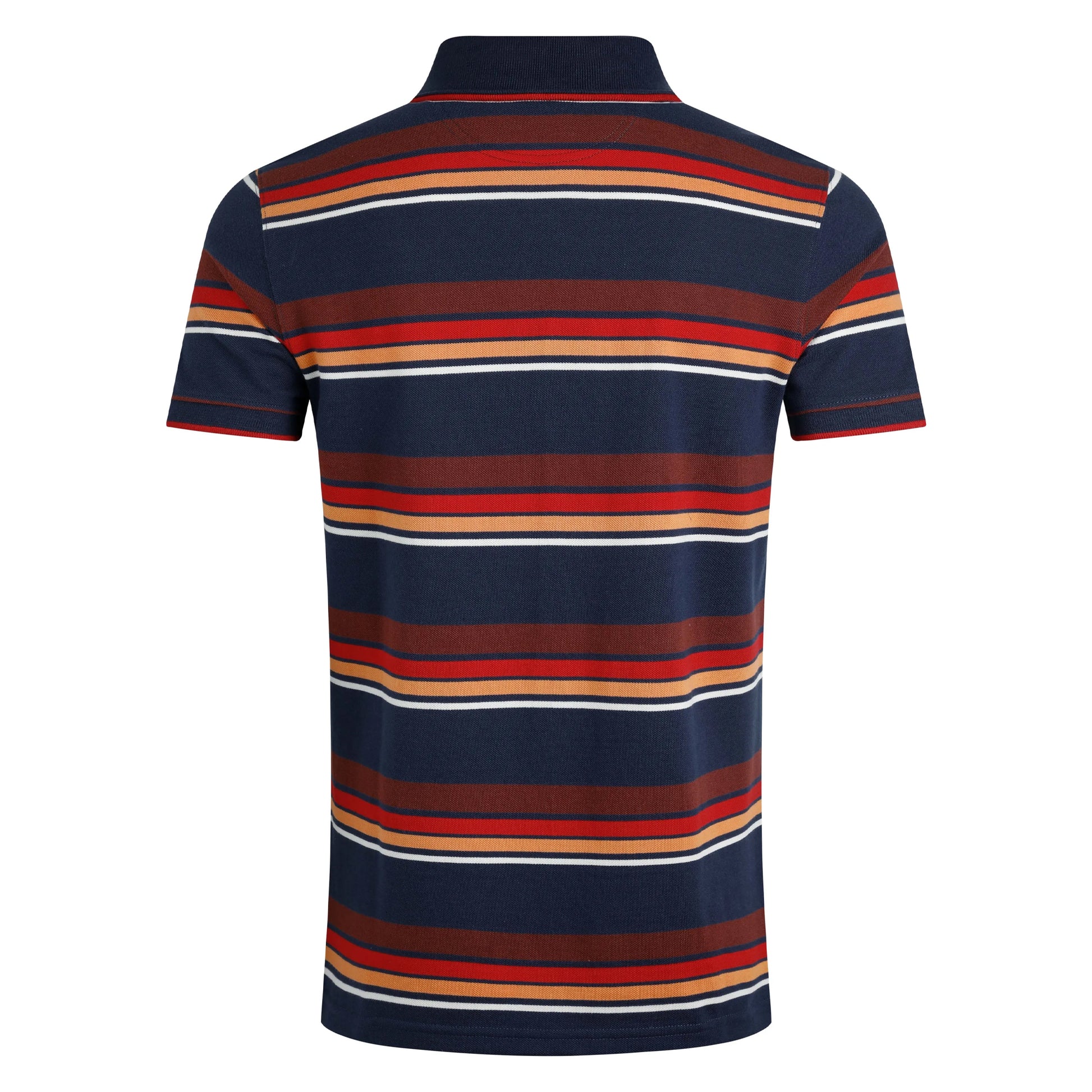 Dark Blue - Back - Weird Fish Mens Sunbury Stripe Organic Cotton Polo Shirt