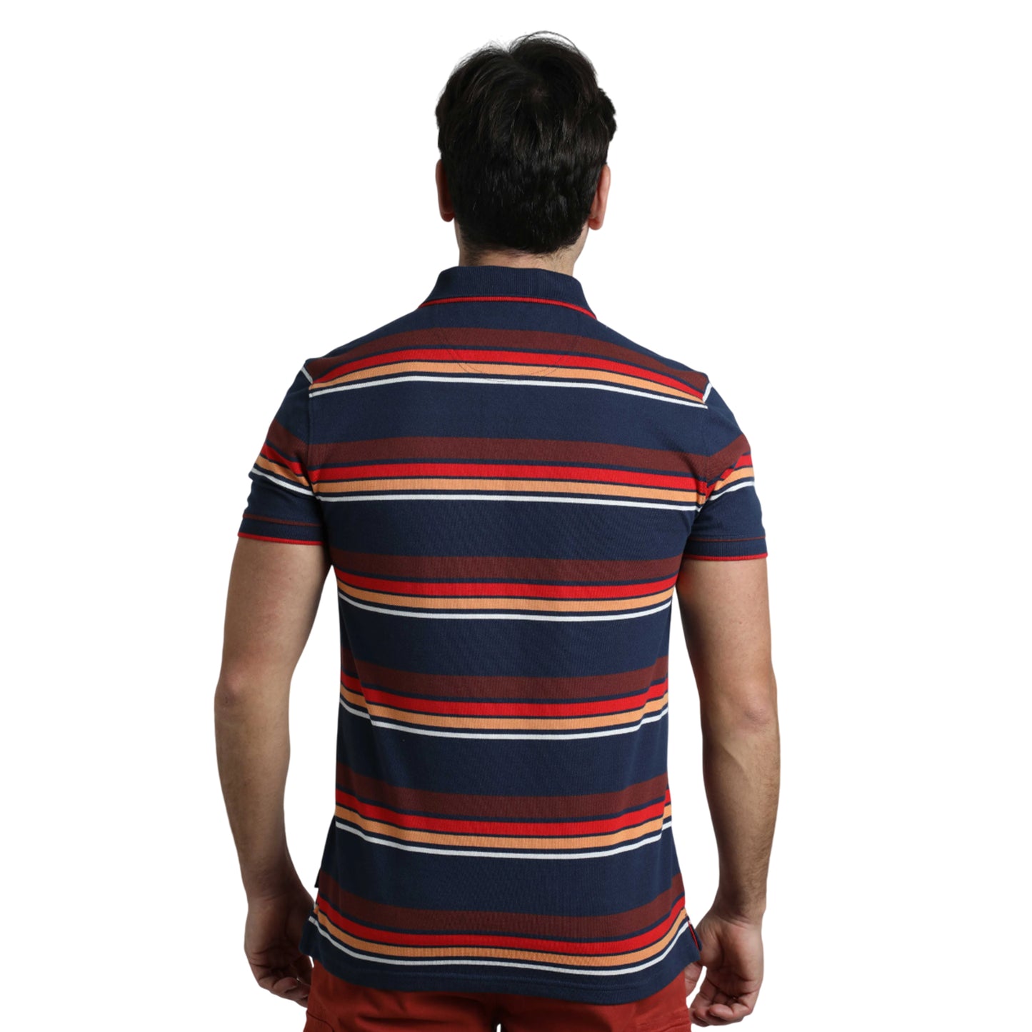 Dark Blue - Lifestyle - Weird Fish Mens Sunbury Stripe Organic Cotton Polo Shirt
