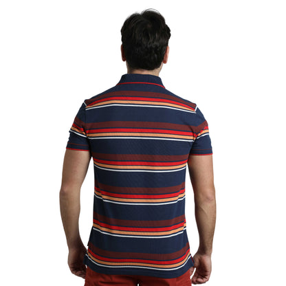 Dark Blue - Lifestyle - Weird Fish Mens Sunbury Stripe Organic Cotton Polo Shirt
