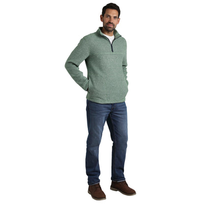 Olive - Side - Weird Fish Mens Laramie Snow Marl Quarter Zip Fleece