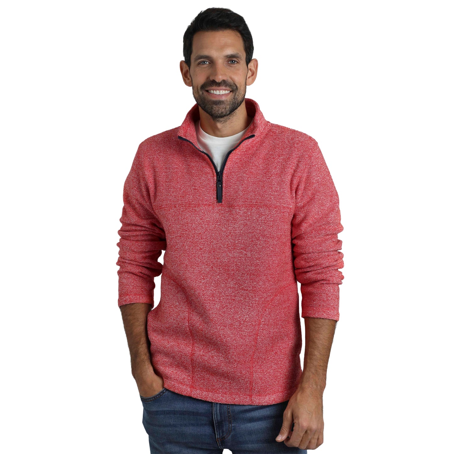 Tango Red - Lifestyle - Weird Fish Mens Laramie Snow Marl Quarter Zip Fleece