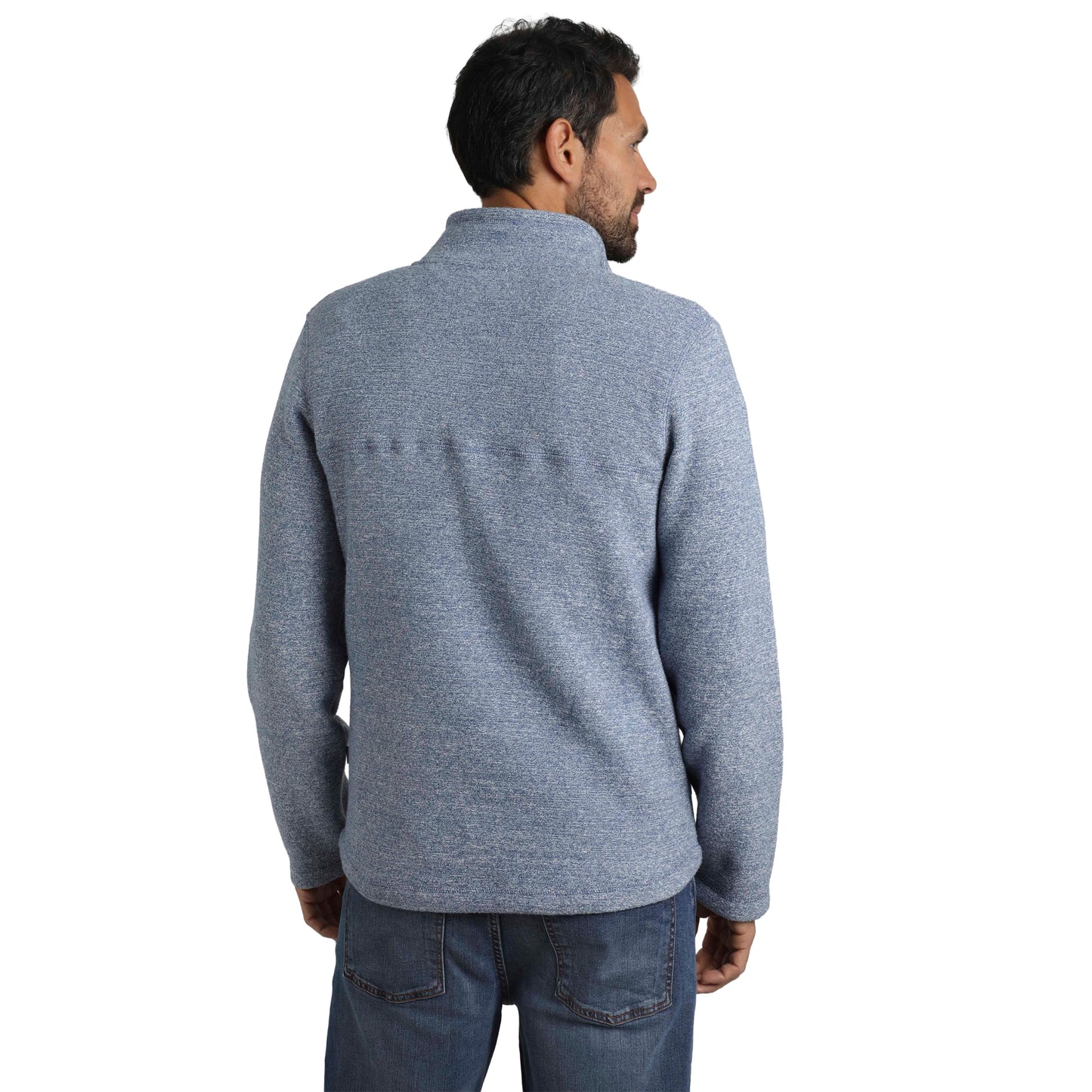 Mid Blue - Side - Weird Fish Mens Laramie Snow Marl Quarter Zip Fleece