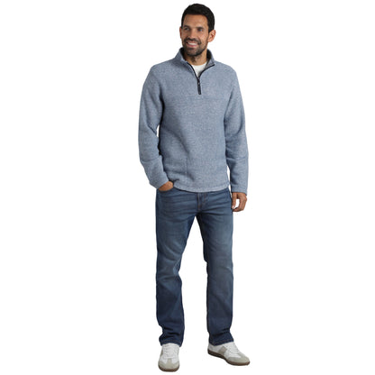 Mid Blue - Lifestyle - Weird Fish Mens Laramie Snow Marl Quarter Zip Fleece