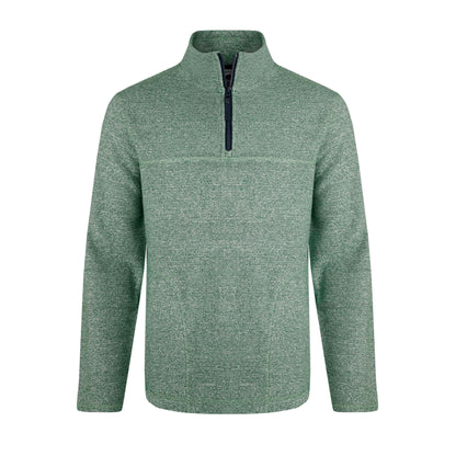 Olive - Front - Weird Fish Mens Laramie Snow Marl Quarter Zip Fleece