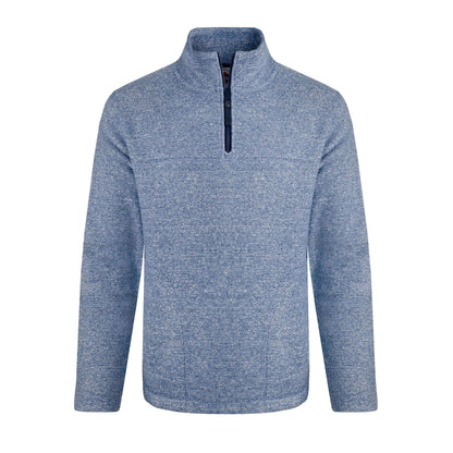 Mid Blue - Front - Weird Fish Mens Laramie Snow Marl Quarter Zip Fleece