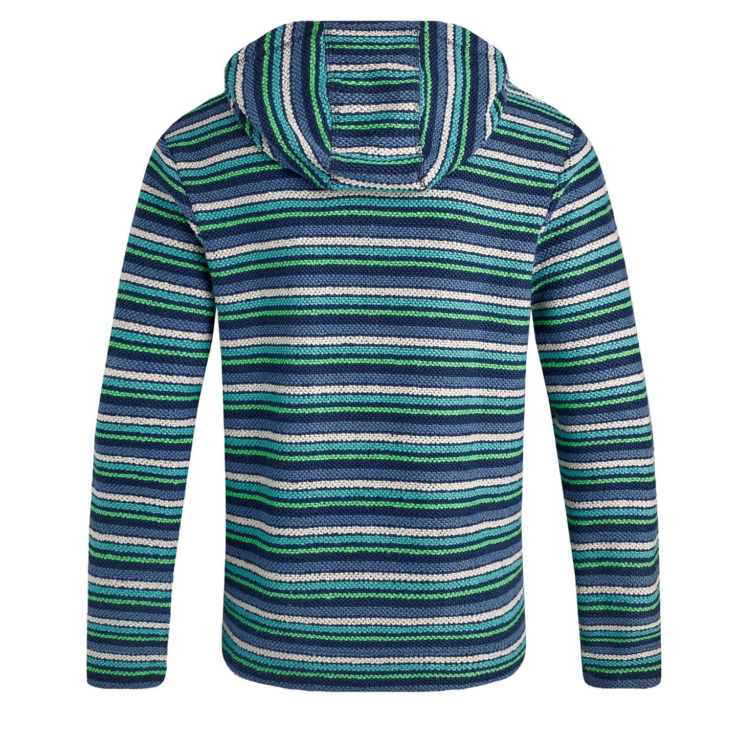 Ensign Blue - Back - Weird Fish Mens Payson Striped Macaroni Button Neck Hoodie